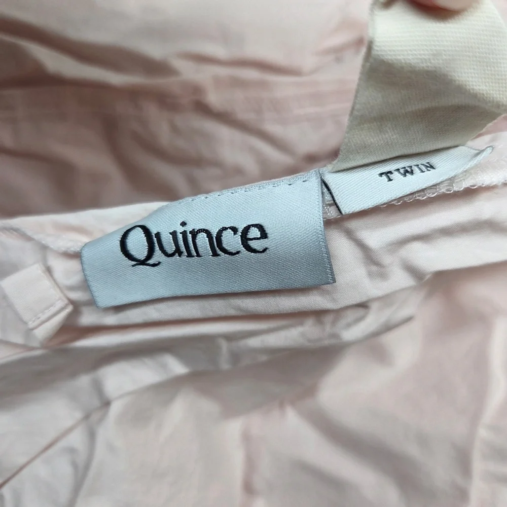 QUINCE Classic Organic Percale Duvet Twin Soft Blush Pale Light Pink 3965